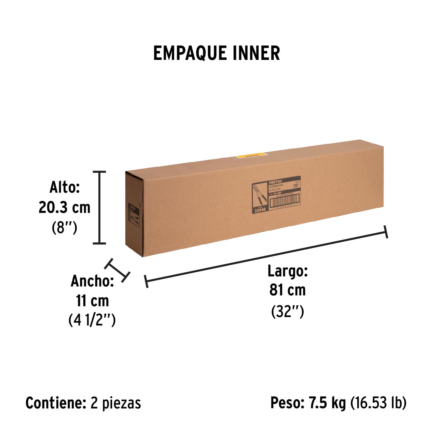 Cortapernos 30', mango tubular, PRETUL | CP-30P | 20948