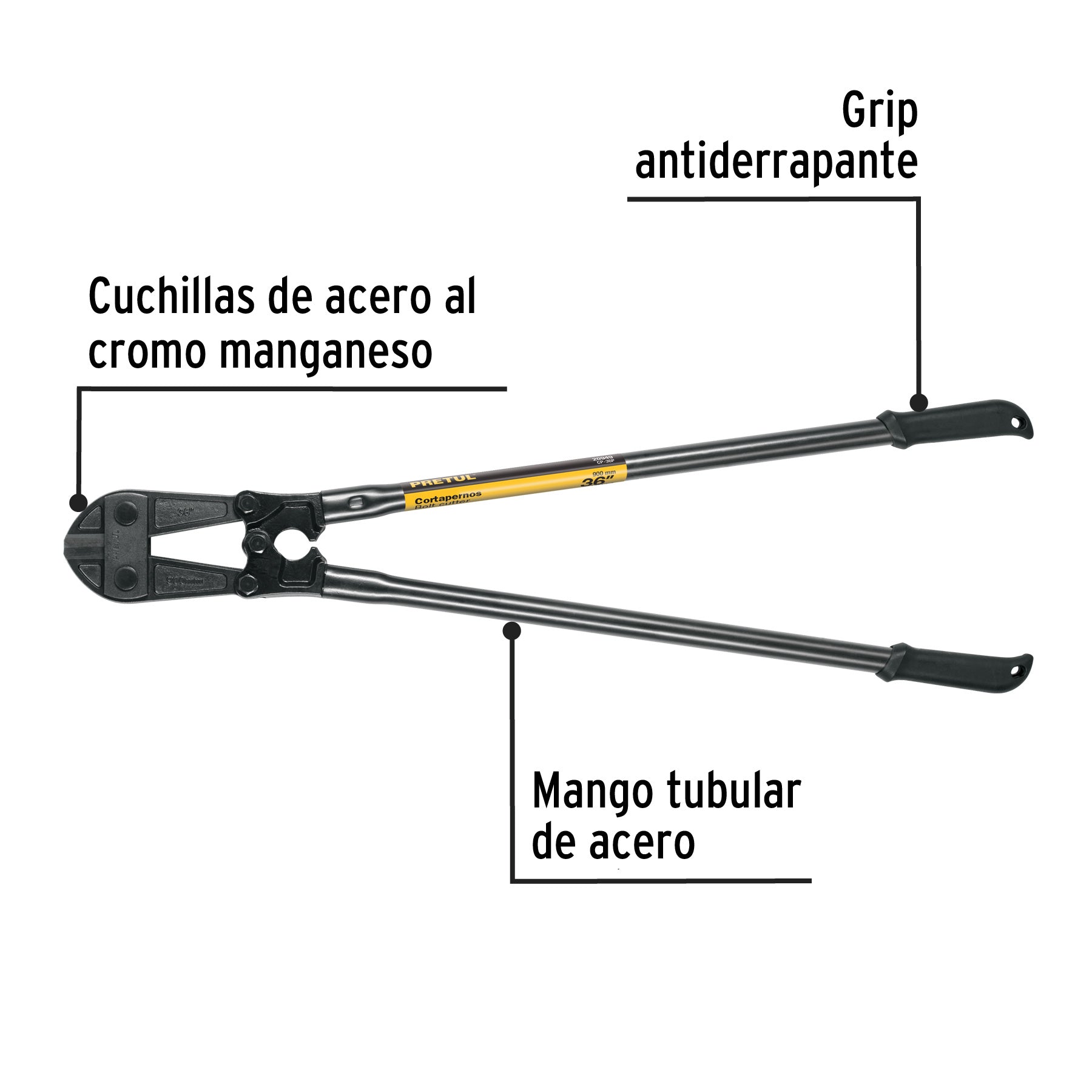 Cortapernos 36', mango tubular, PRETUL | CP-36P | 20949