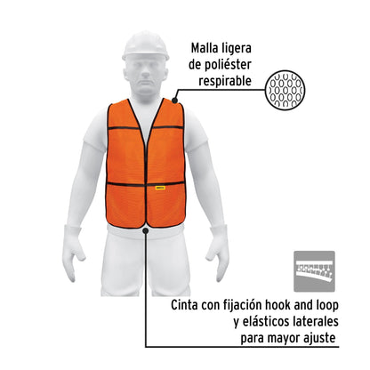 Chaleco de seguridad, uso de día, naranja, Pretul | CHS-100N | 21023