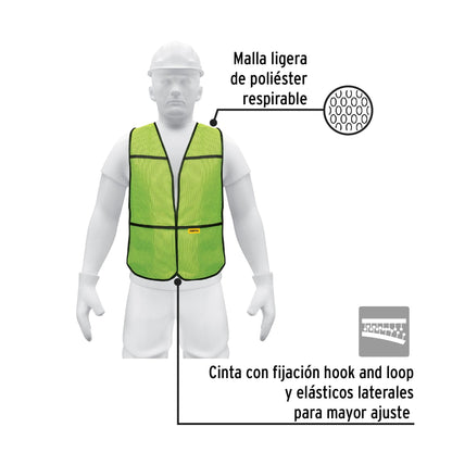 Chaleco de seguridad, uso de día, verde, Pretul | CHS-100V | 21024