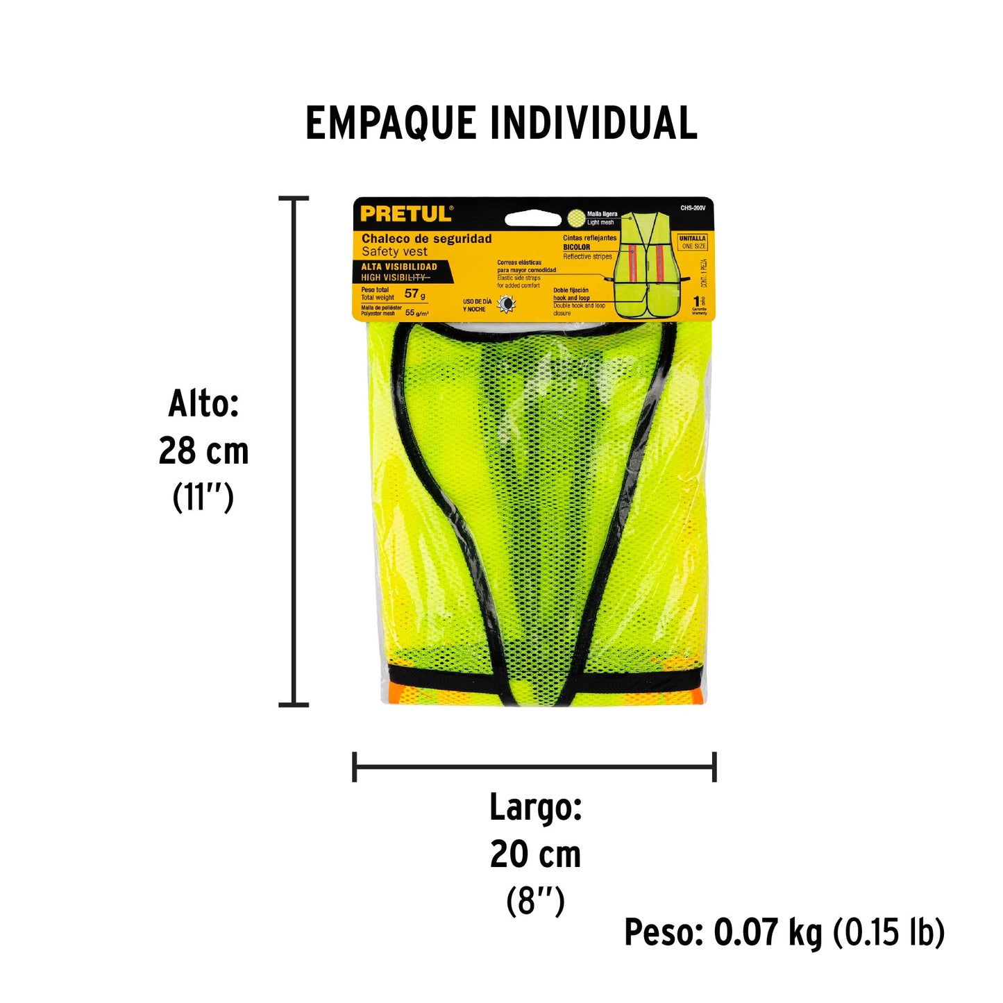 Chaleco de seguridad con cintas reflejantes, verde, Pretul | CHS-200V | 21026
