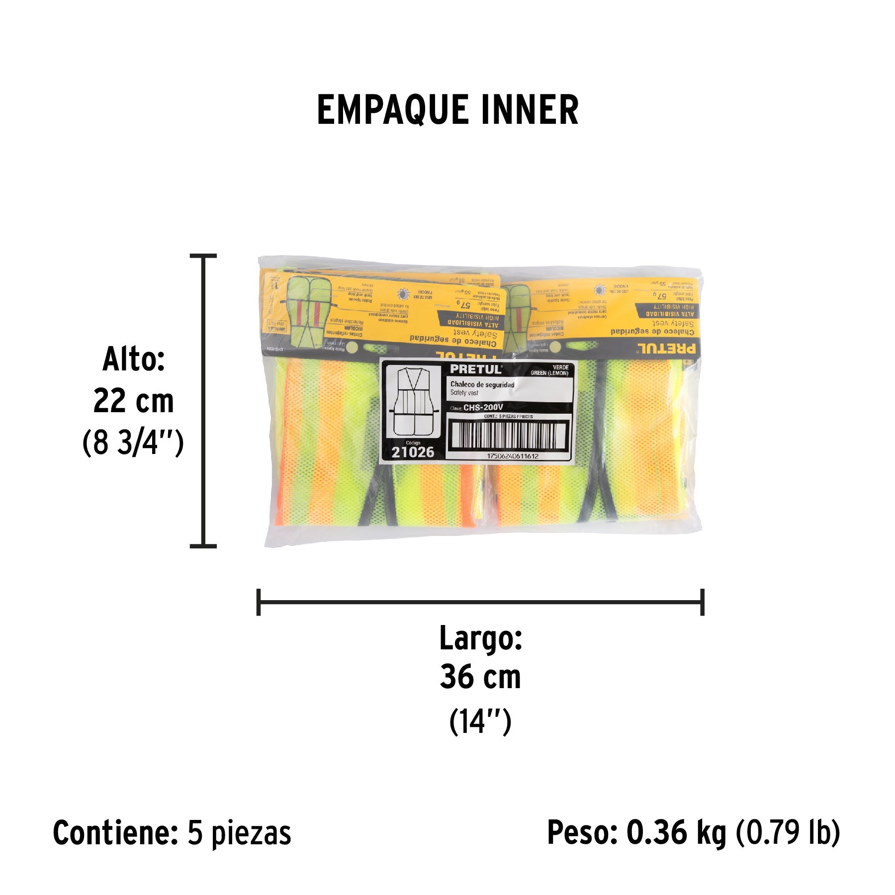 Chaleco de seguridad con cintas reflejantes, verde, Pretul | CHS-200V | 21026