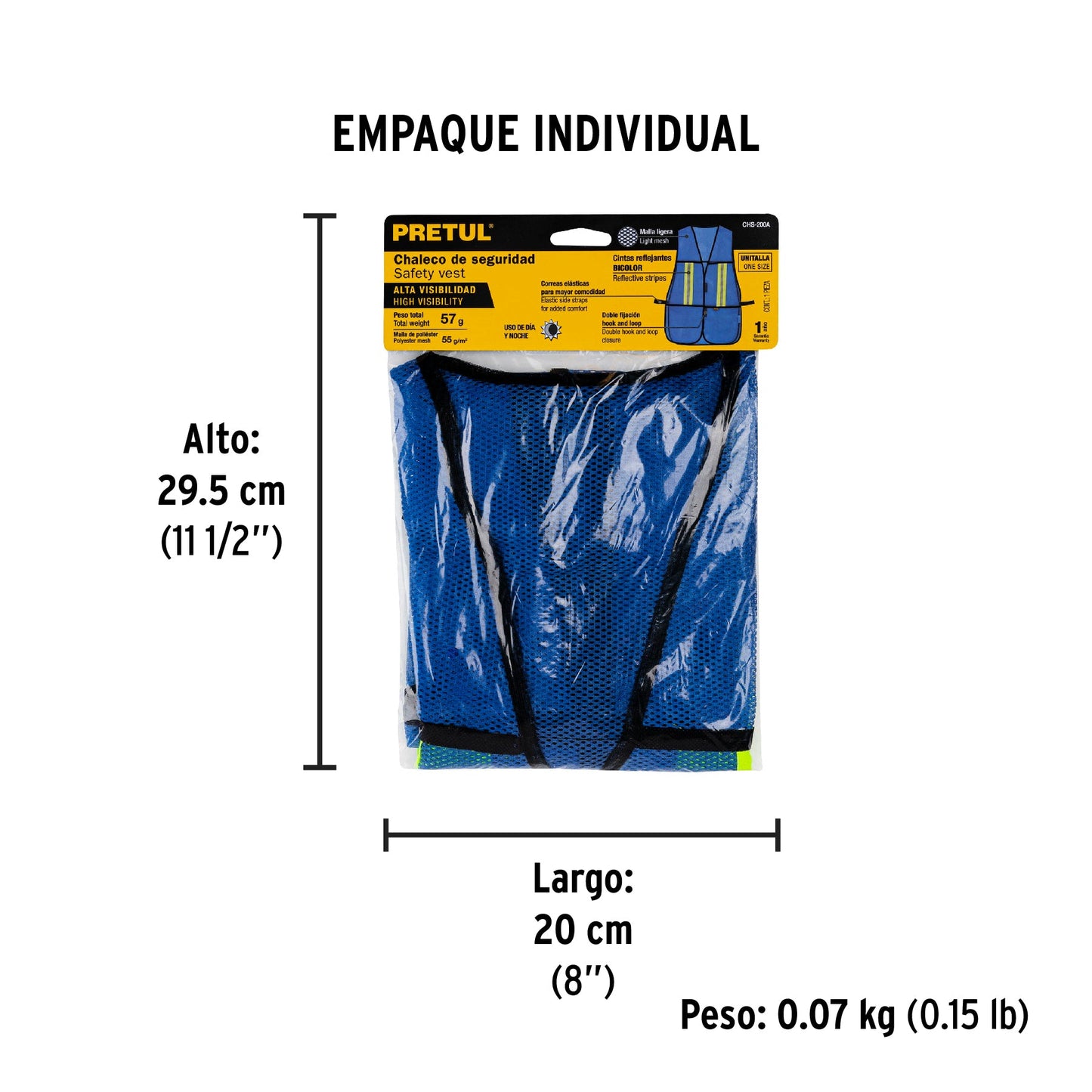 Chaleco de seguridad con cintas reflejantes, azul, Pretul | CHS-200A | 21027
