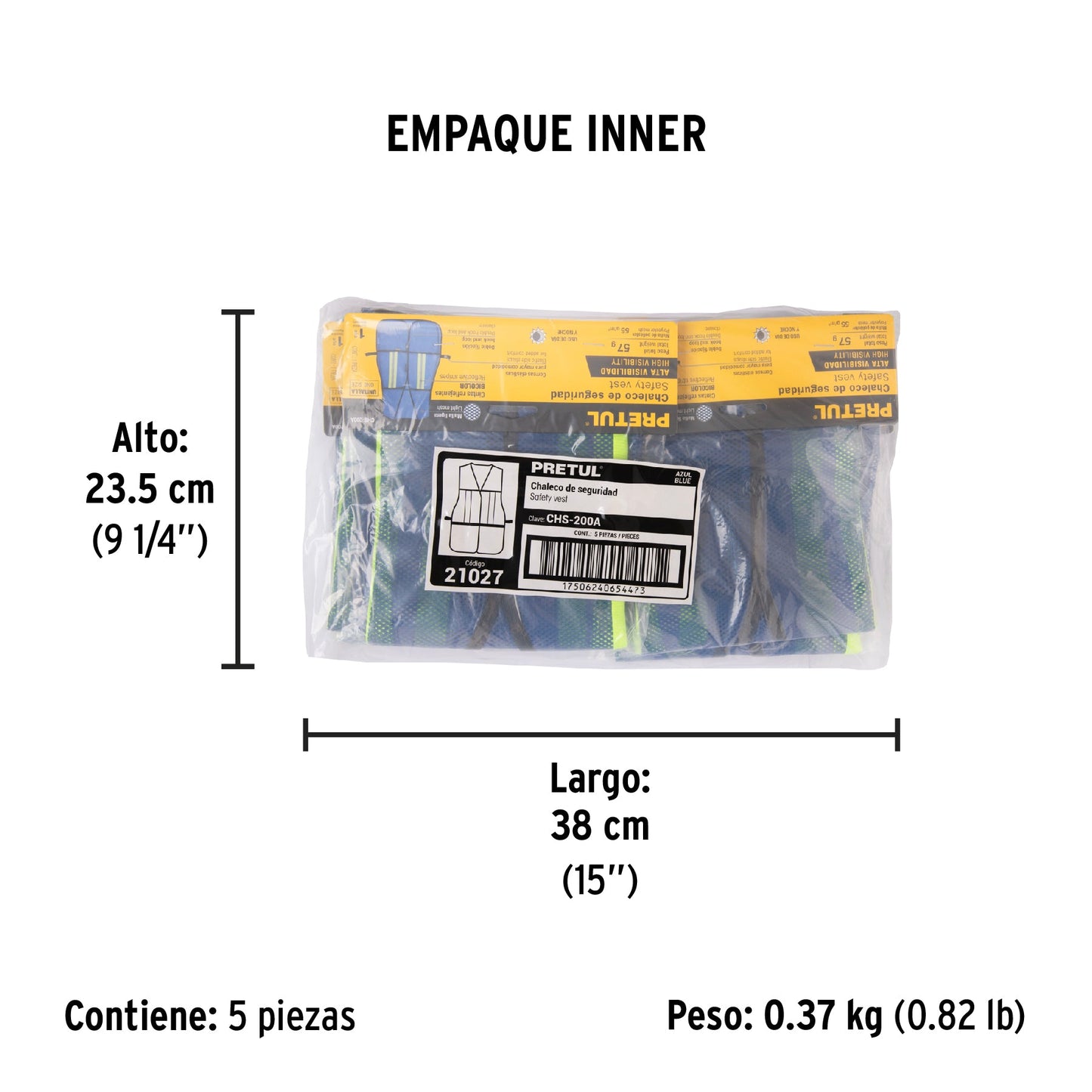 Chaleco de seguridad con cintas reflejantes, azul, Pretul | CHS-200A | 21027