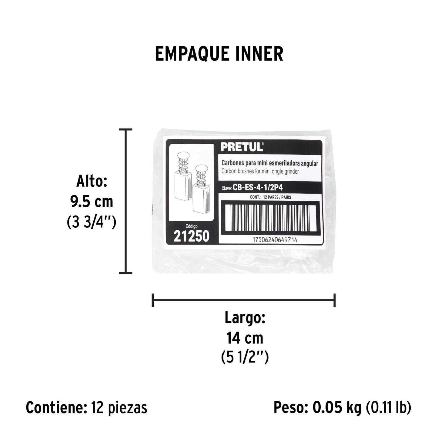 Bolsa con 2 carbones de repuesto para ESMA-4-1/2P4, PRETUL | CB-ES-4-1/2P4 | 21250