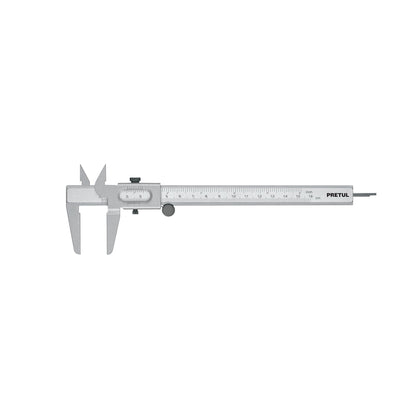 Calibrador vernier escolar 6', acero, std y mm, PRETUL | VER-6PX | 21455