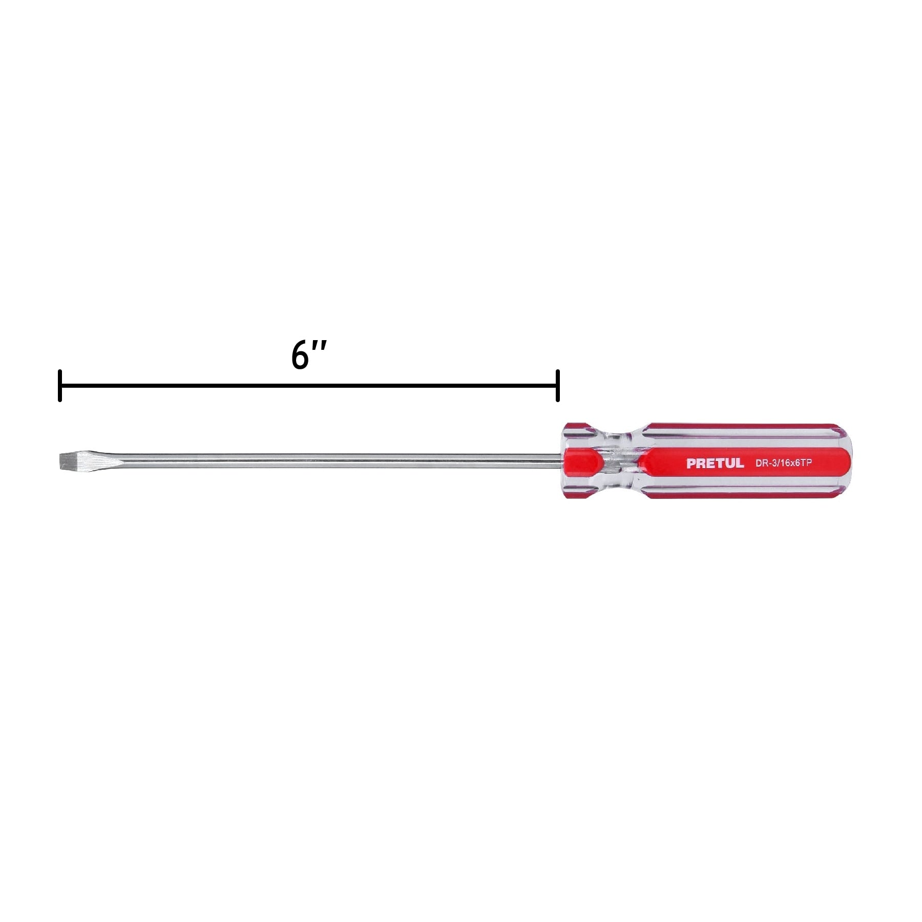 Desarmador plano 3/16 x 6' mango de PVC, Pretul | DR-3/16X6TP | 21457