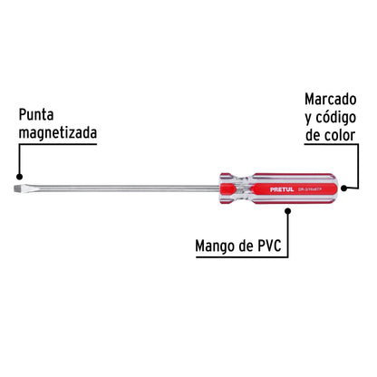 Desarmador plano 3/16 x 6' mango de PVC, Pretul | DR-3/16X6TP | 21457