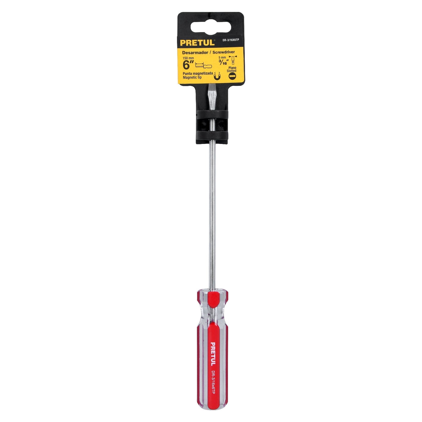 Desarmador plano 3/16 x 6' mango de PVC, Pretul | DR-3/16X6TP | 21457