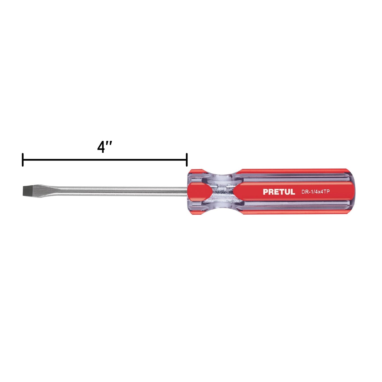 Desarmador plano 1/4 x 4' mango de PVC, Pretul | DR-1/4X4TP | 21459