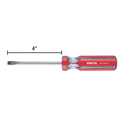 Desarmador plano 1/4 x 4' mango de PVC, Pretul | DR-1/4X4TP | 21459