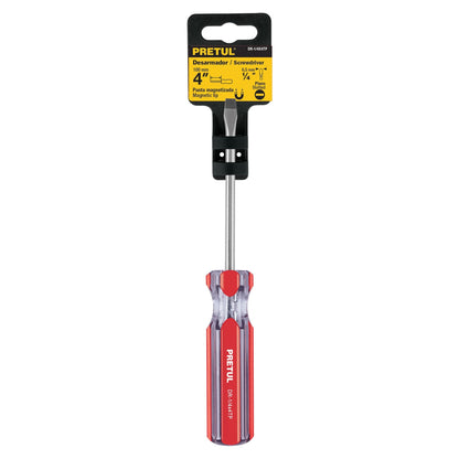 Desarmador plano 1/4 x 4' mango de PVC, Pretul | DR-1/4X4TP | 21459