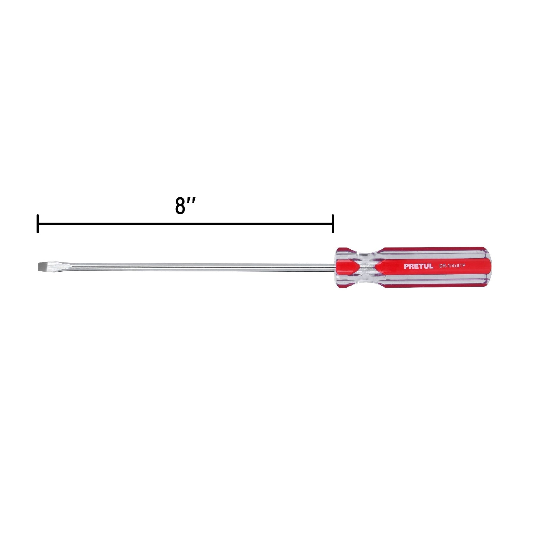 Desarmador plano 1/4 x 8' mango de PVC, Pretul | DR-1/4X8TP | 21460