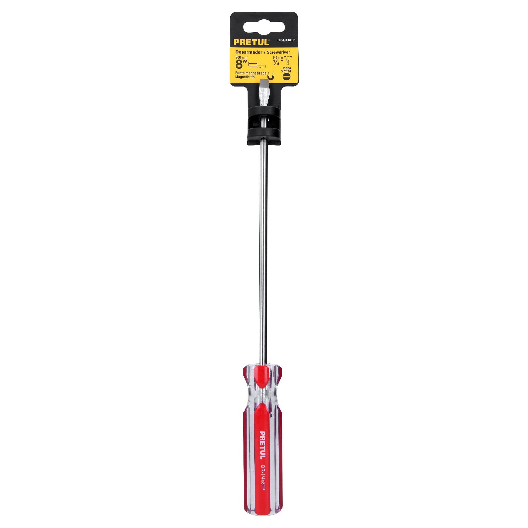 Desarmador plano 1/4 x 8' mango de PVC, Pretul | DR-1/4X8TP | 21460