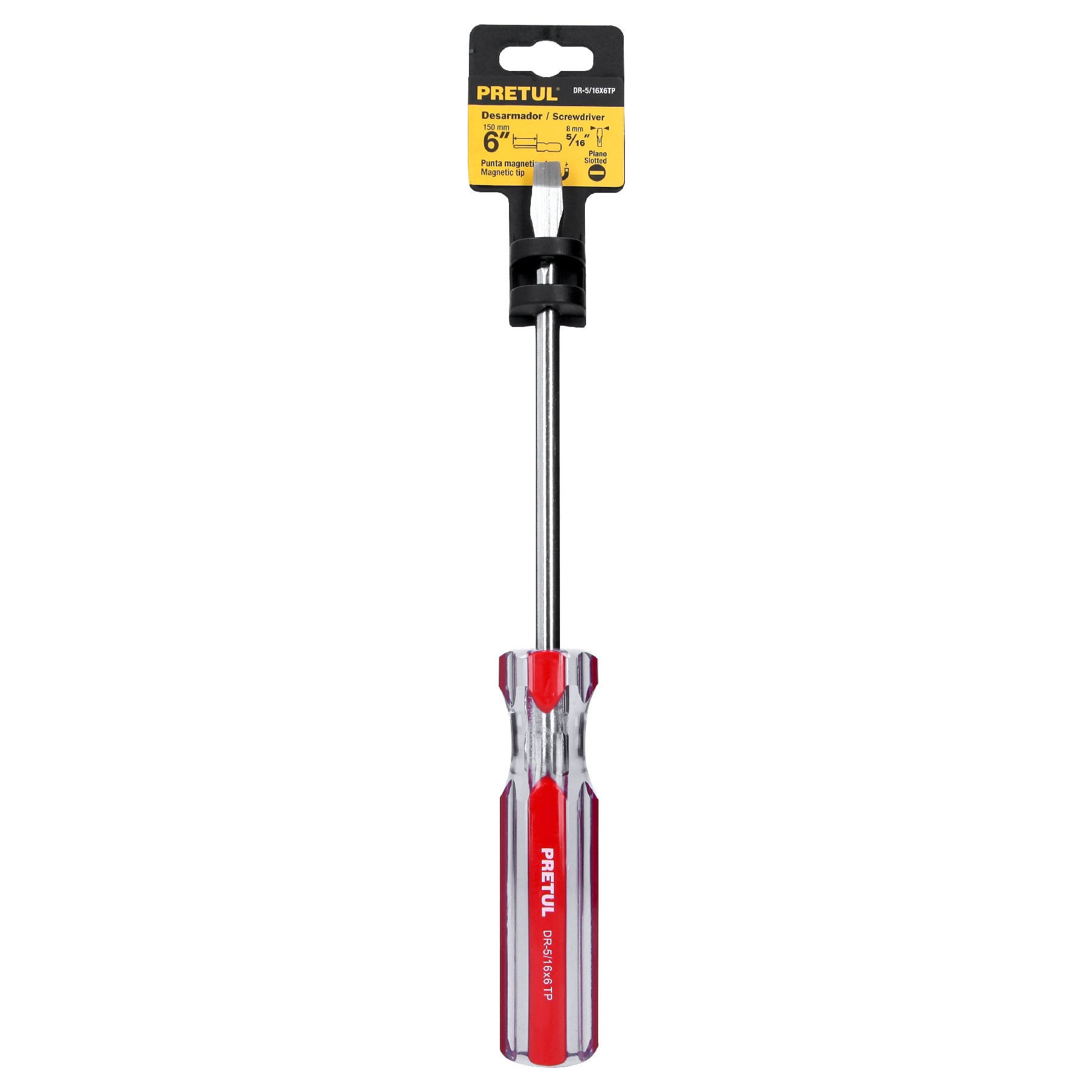 Desarmador plano 5/16 x 6' mango de PVC, Pretul | DR-5/16X6TP | 21463