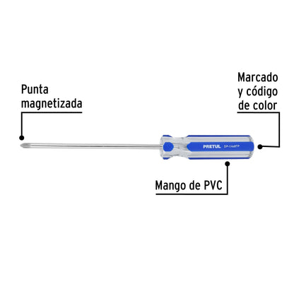 Desarmador de cruz 1/4 x 6' mango de PVC, Pretul | DP-1/4X6TP | 21477