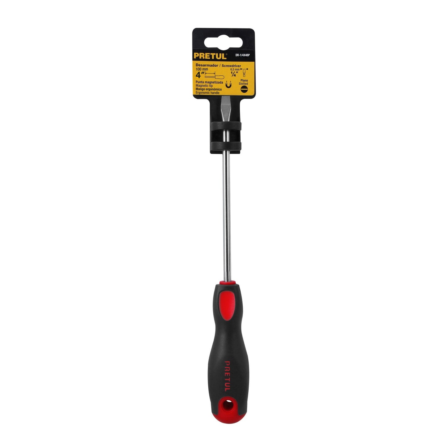 Desarmador plano 1/4' x 4'mango Comfort Grip, Pretul | DR-1/4X4BP | 21481
