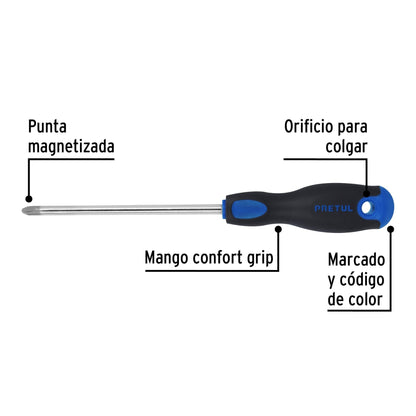 Desarmador de cruz 5/16' x 6' mango Comfort Grip, Pretul | DP-5/16X6BP | 21492