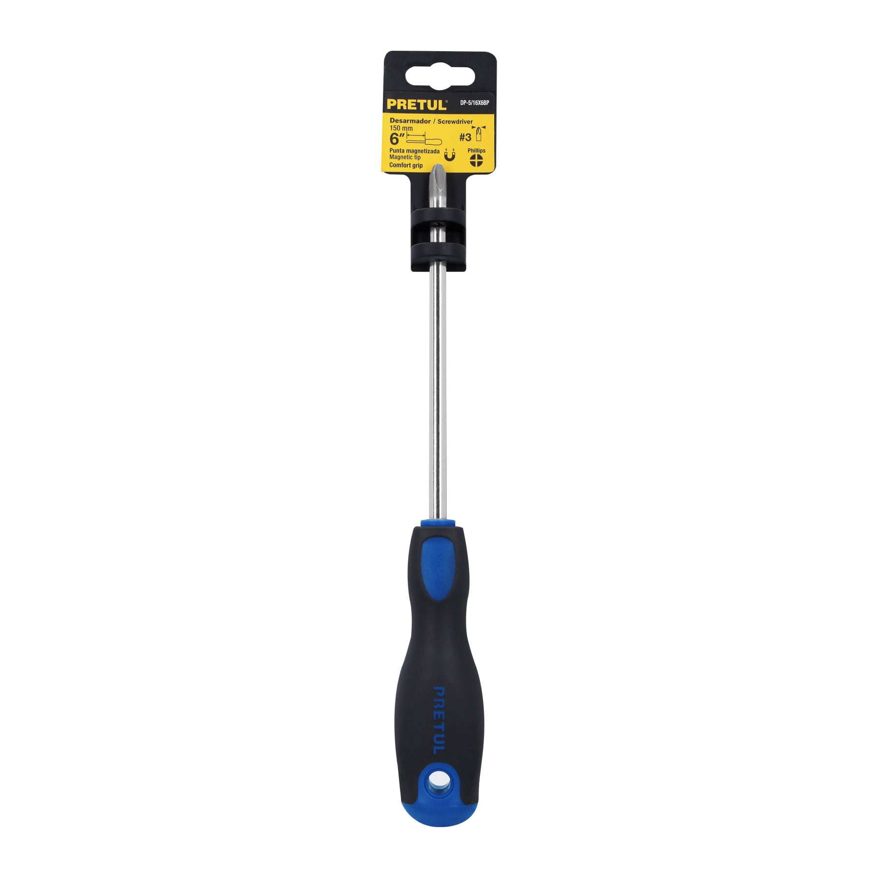 Desarmador de cruz 5/16' x 6' mango Comfort Grip, Pretul | DP-5/16X6BP | 21492