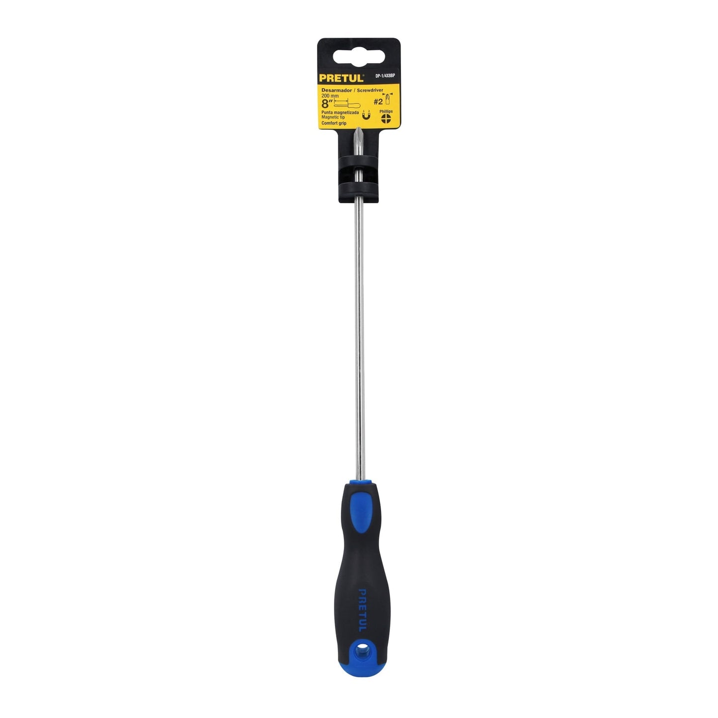 Desarmador de cruz 1/4' x 8' mango Comfort Grip, Pretul | DP-1/4X8BP | 21497