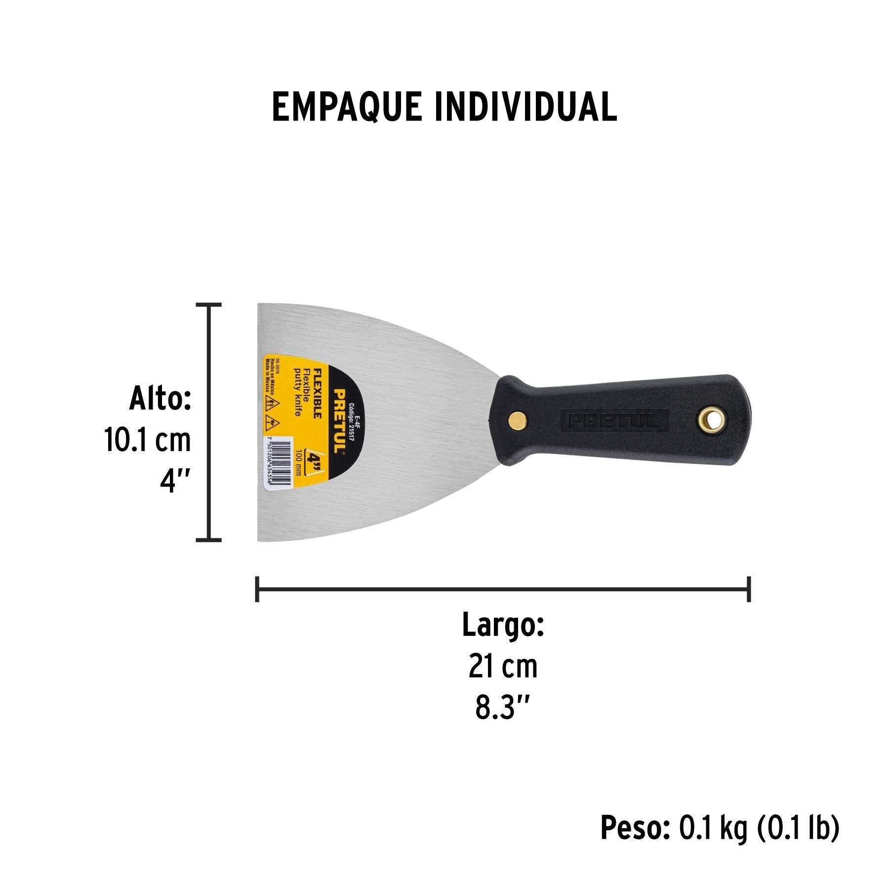 Espátula flexible 4' con mango de plástico, Pretul | E-4F | 21517