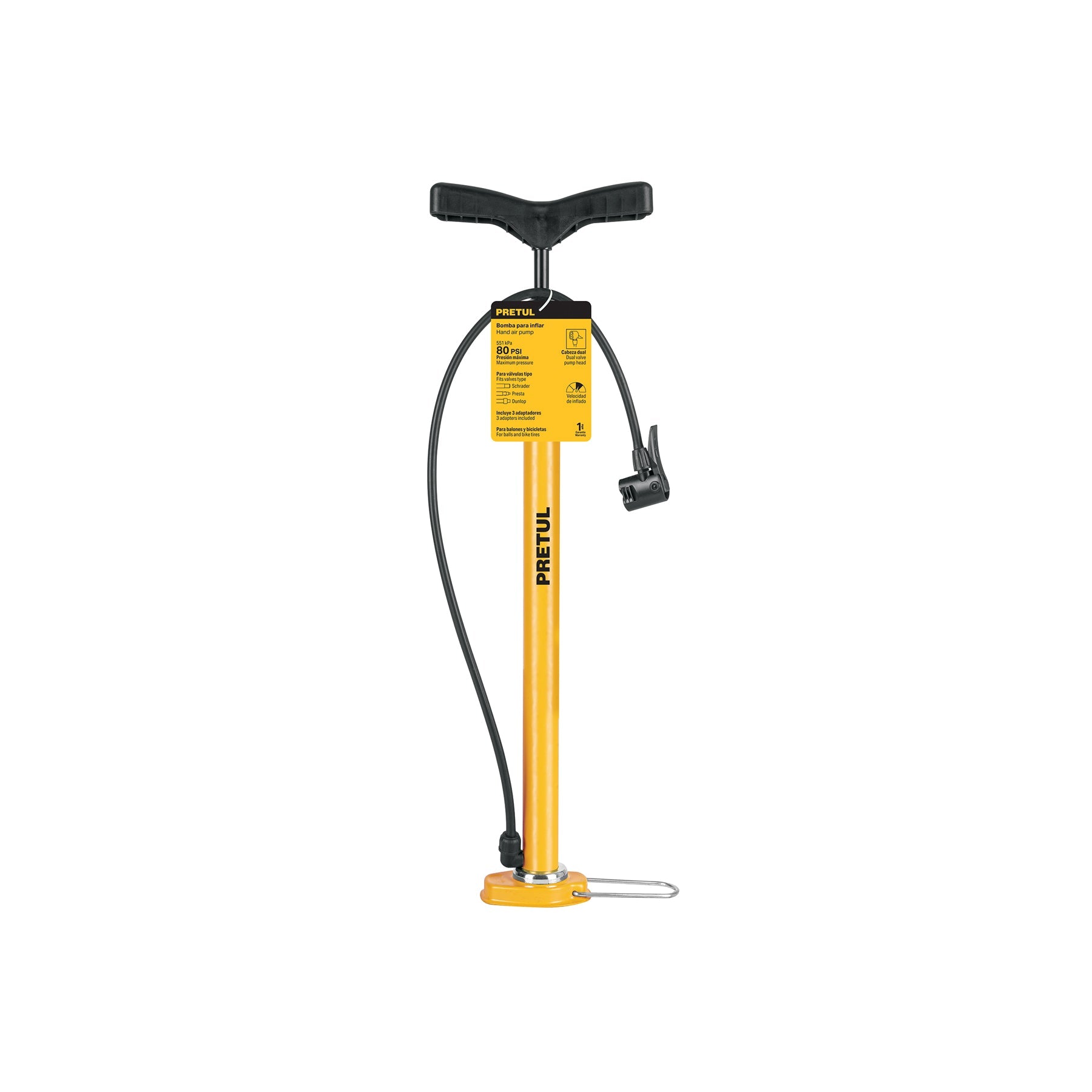 Bomba manual para inflar, 80 PSI, PRETUL | BOM-P | 21690