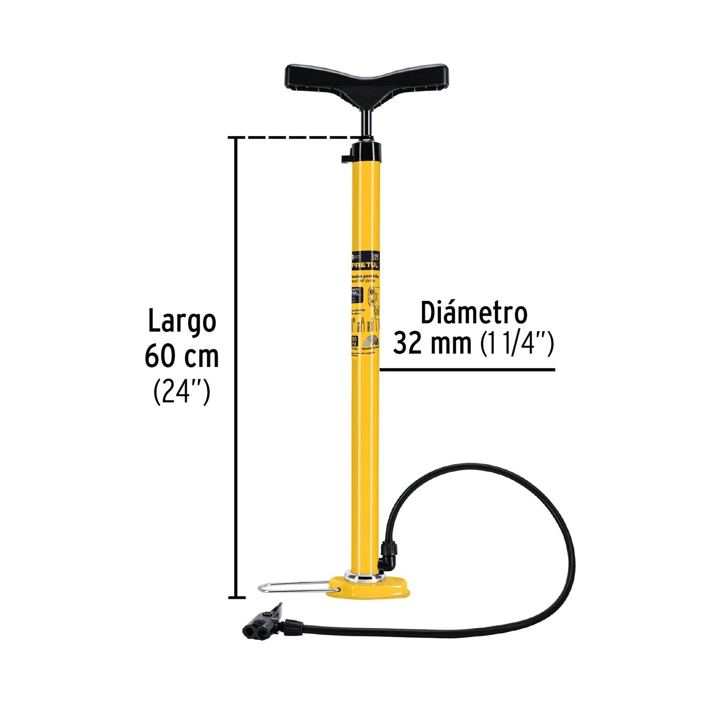 Bomba manual para inflar, 80 PSI, PRETUL | BOM-P | 21690