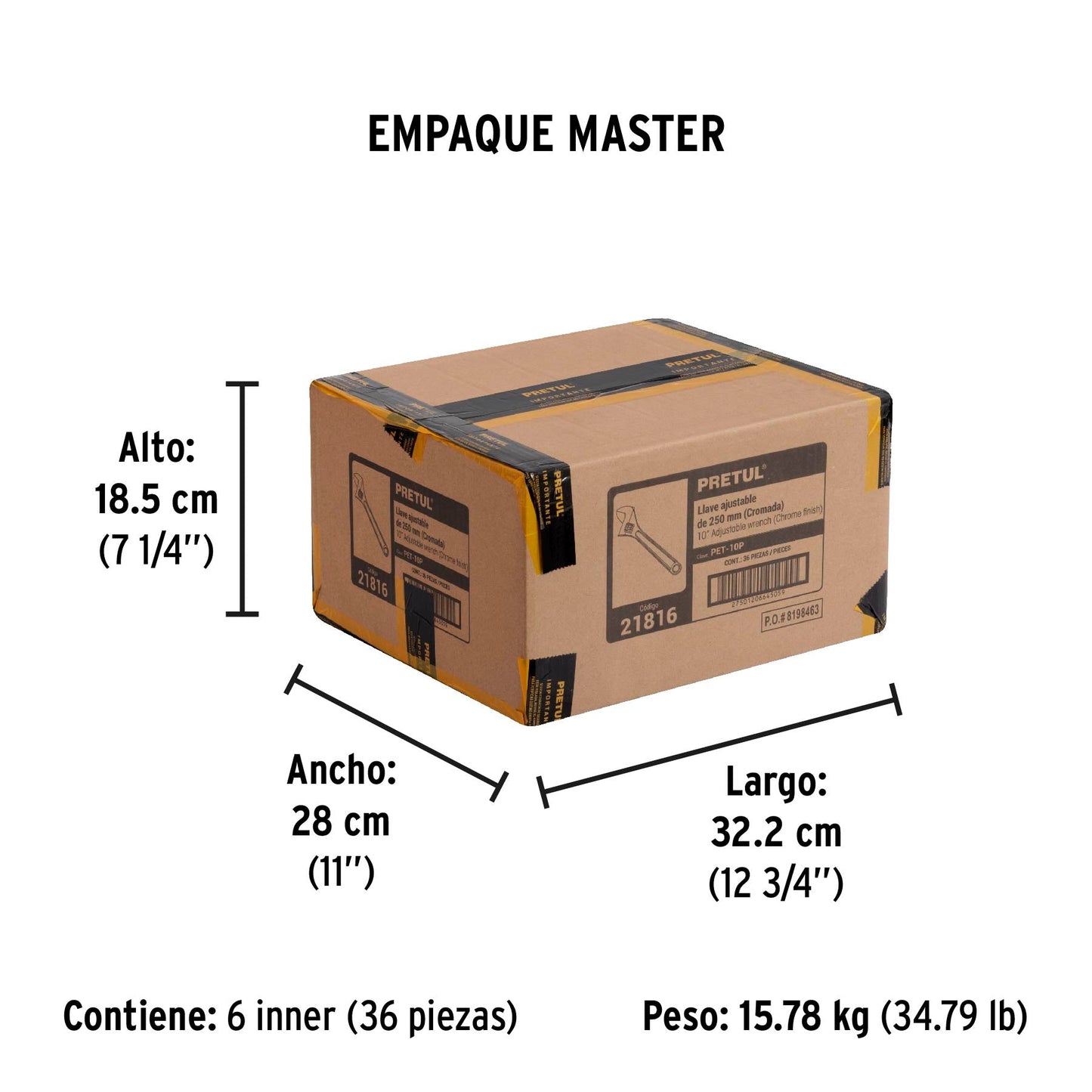 Llave ajustable (perico) 10' cromada, Pretul | PET-10P | 21816