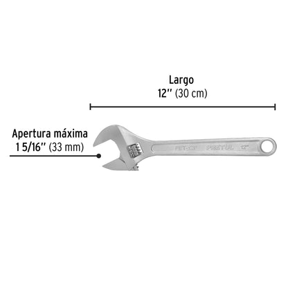 Llave ajustable (perico) 12' cromada, Pretul | PET-12P | 21817