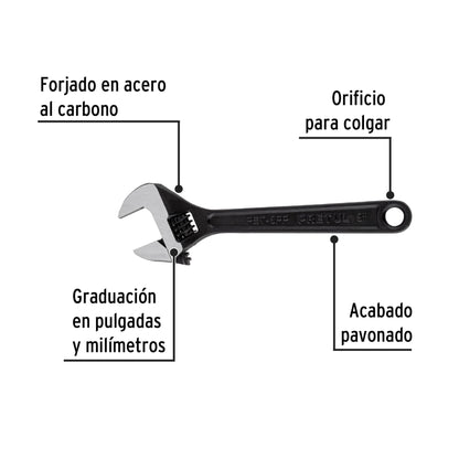 Llave ajustable (perico) 8' pavonada, Pretul | PET-8PP | 21823