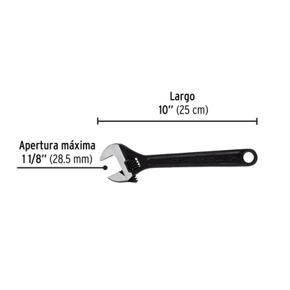 Llave ajustable (perico) 10' pavonada, Pretul | PET-10PP | 21824