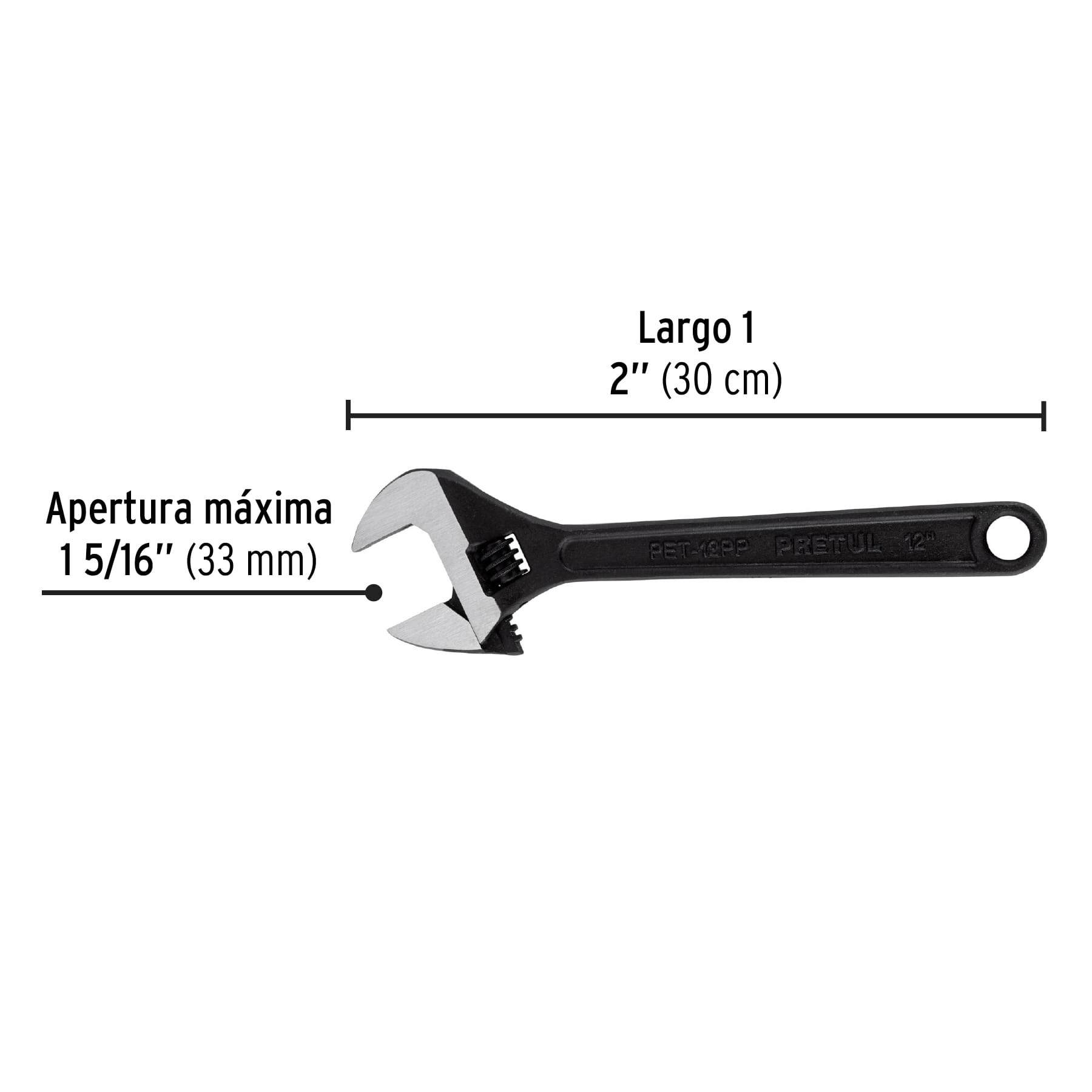 Llave ajustable (perico) 12' pavonada, Pretul | PET-12PP | 21825