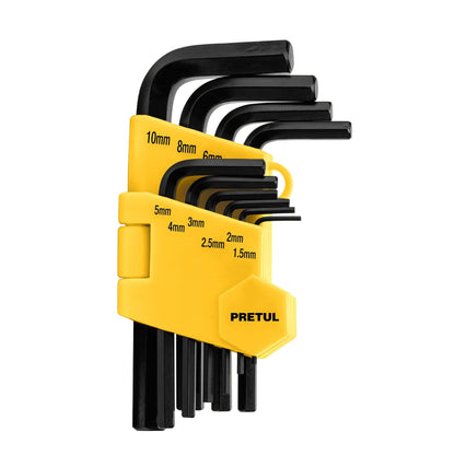 Juego 10 llaves allen mm punta hex con organizador, PRETUL | ALL-10M-P | 21855
