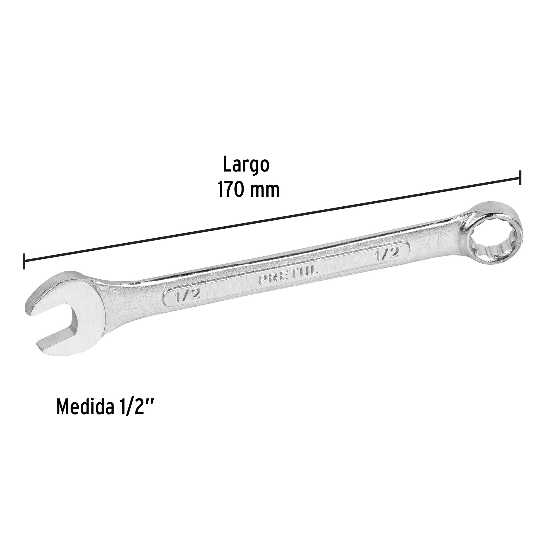 Llave combinada 1/2' x 170 mm de largo, Pretul | LL-2016P | 21884