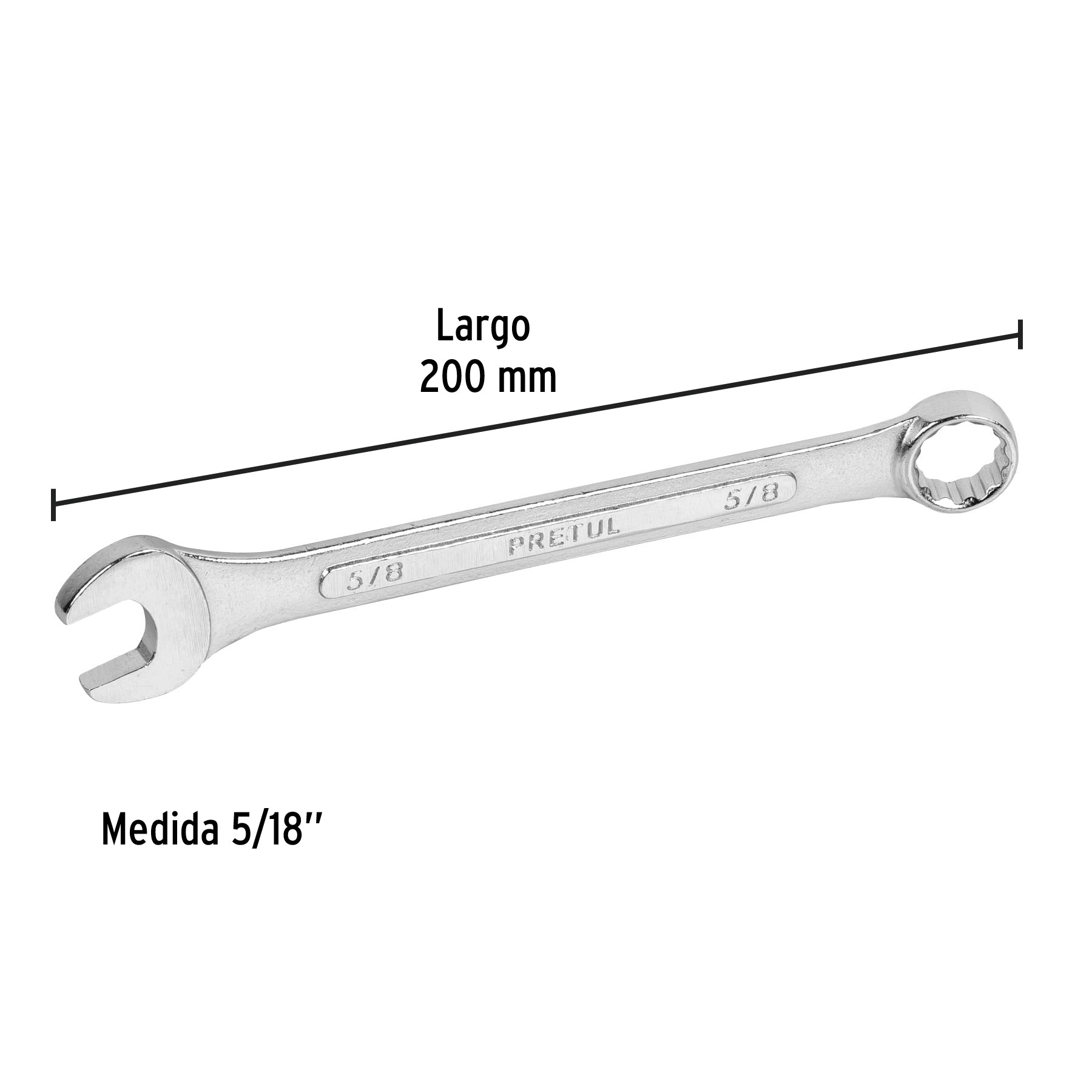Llave combinada 5/8' x 200 mm de largo, Pretul | LL-2020P | 21886