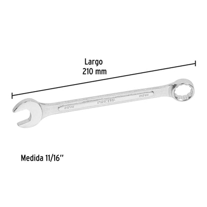 Llave combinada 11/16' x 210 mm de largo, Pretul | LL-2022P | 21887