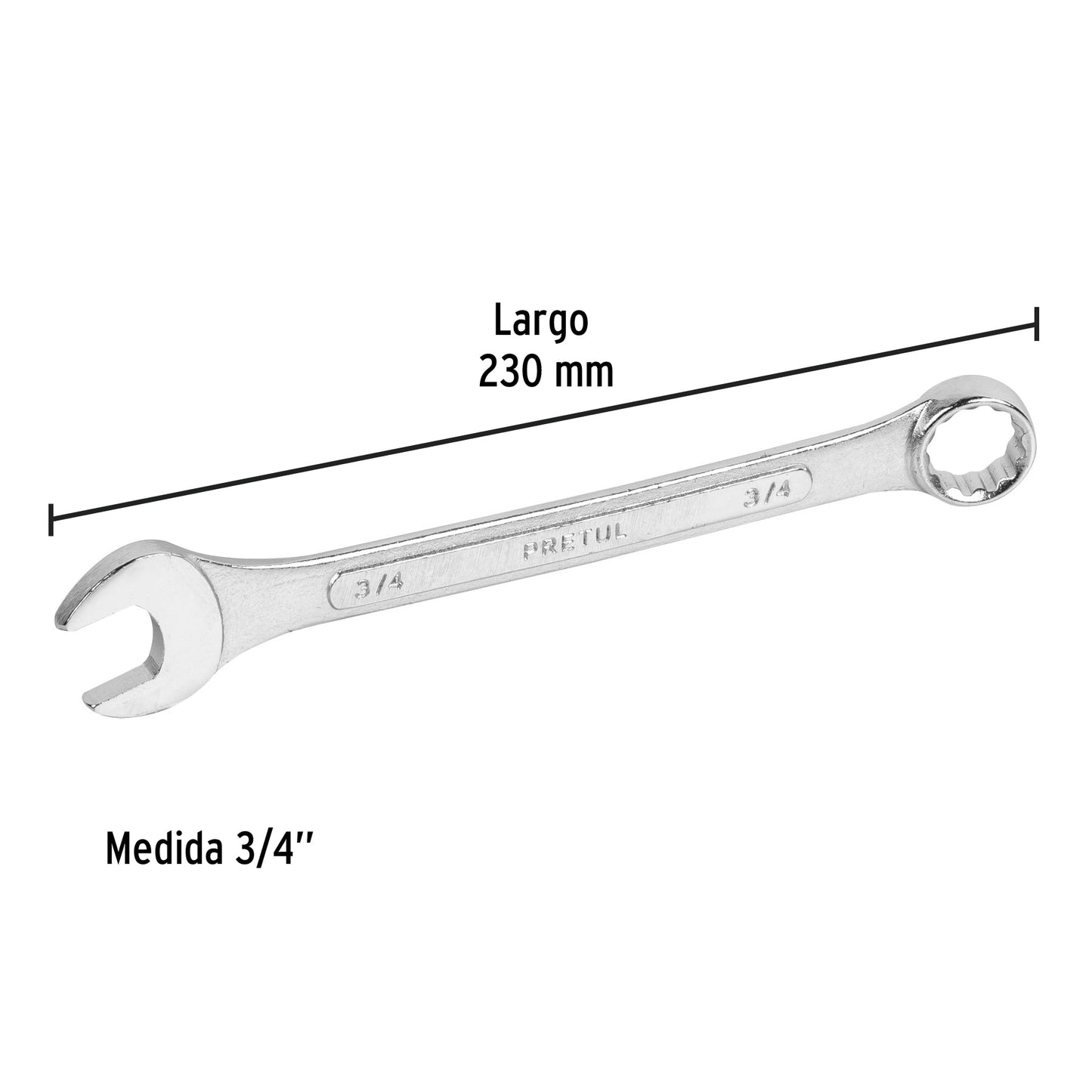 Llave combinada 3/4' x 230 mm de largo, Pretul | LL-2024P | 21888