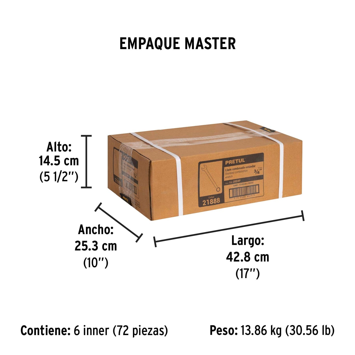 Llave combinada 3/4' x 230 mm de largo, Pretul | LL-2024P | 21888