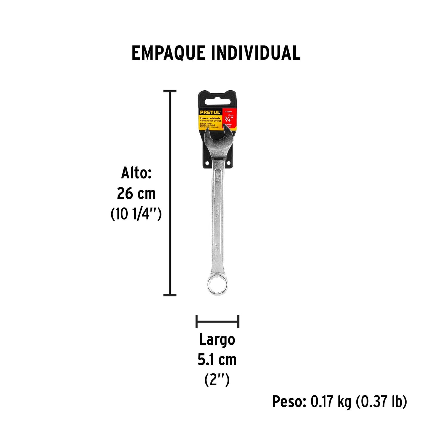 Llave combinada 3/4' x 230 mm de largo, Pretul | LL-2024P | 21888