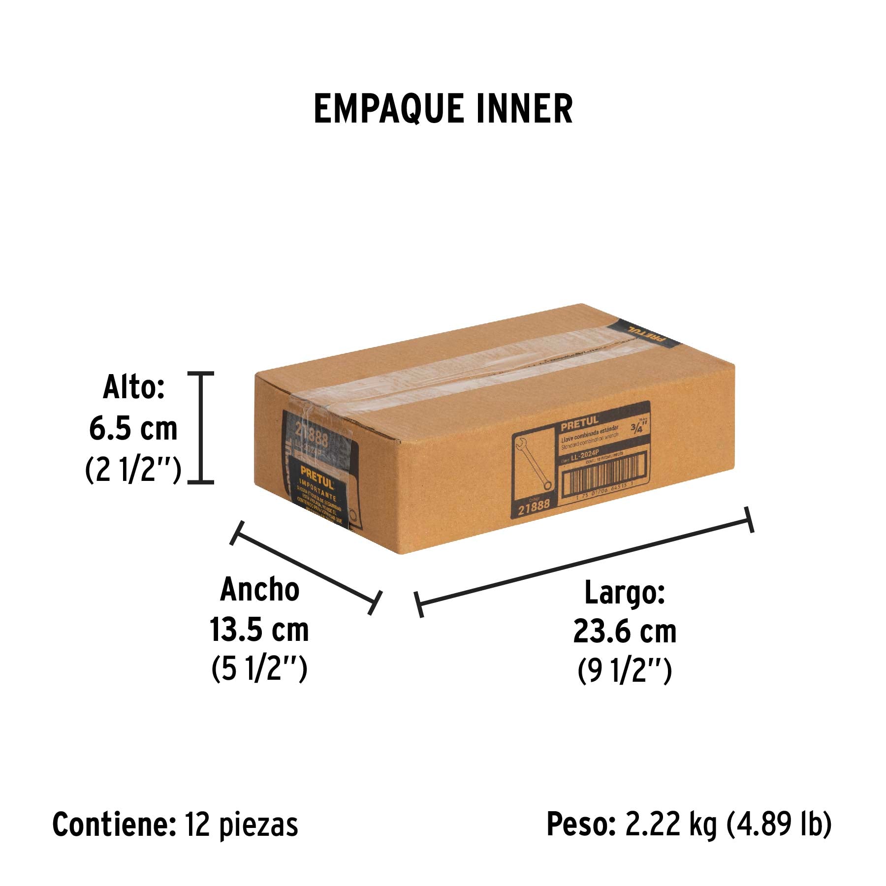 Llave combinada 3/4' x 230 mm de largo, Pretul | LL-2024P | 21888