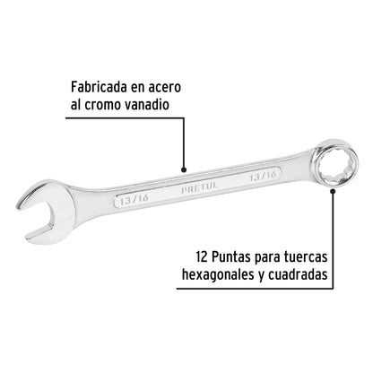 Llave combinada 13/16' x 250 mm de largo, Pretul | LL-2026P | 21889