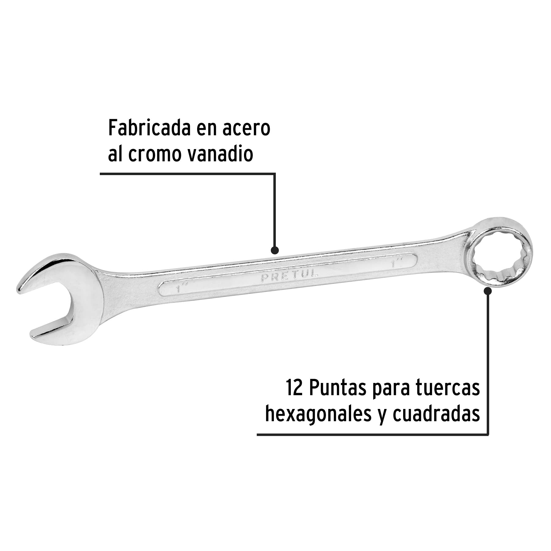Llave combinada 1' x 290 mm de largo, Pretul | LL-2032P | 21892