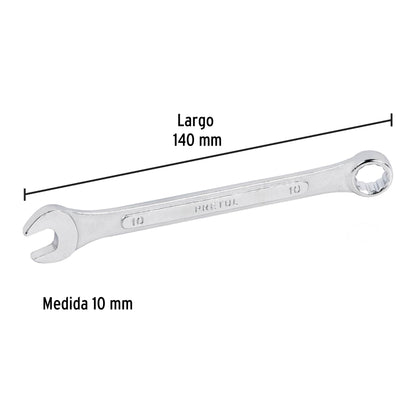 Llave combinada 10 mm x 140 mm de largo, Pretul | LL-2010MP | 21904