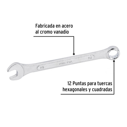 Llave combinada 10 mm x 140 mm de largo, Pretul | LL-2010MP | 21904