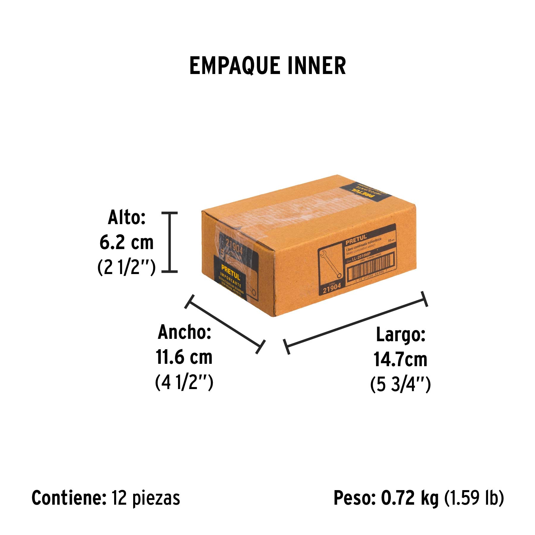 Llave combinada 10 mm x 140 mm de largo, Pretul | LL-2010MP | 21904