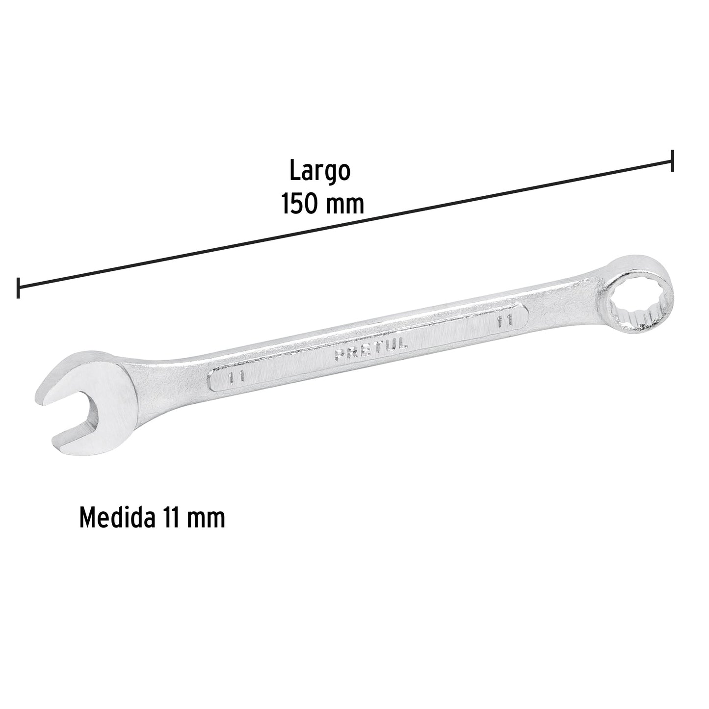Llave combinada 11 mm x 150 mm de largo, Pretul | LL-2011MP | 21905