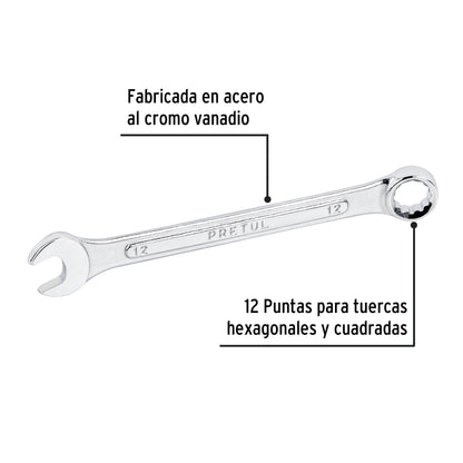 Llave combinada 12 mm x 160 mm de largo, Pretul | LL-2012MP | 21906
