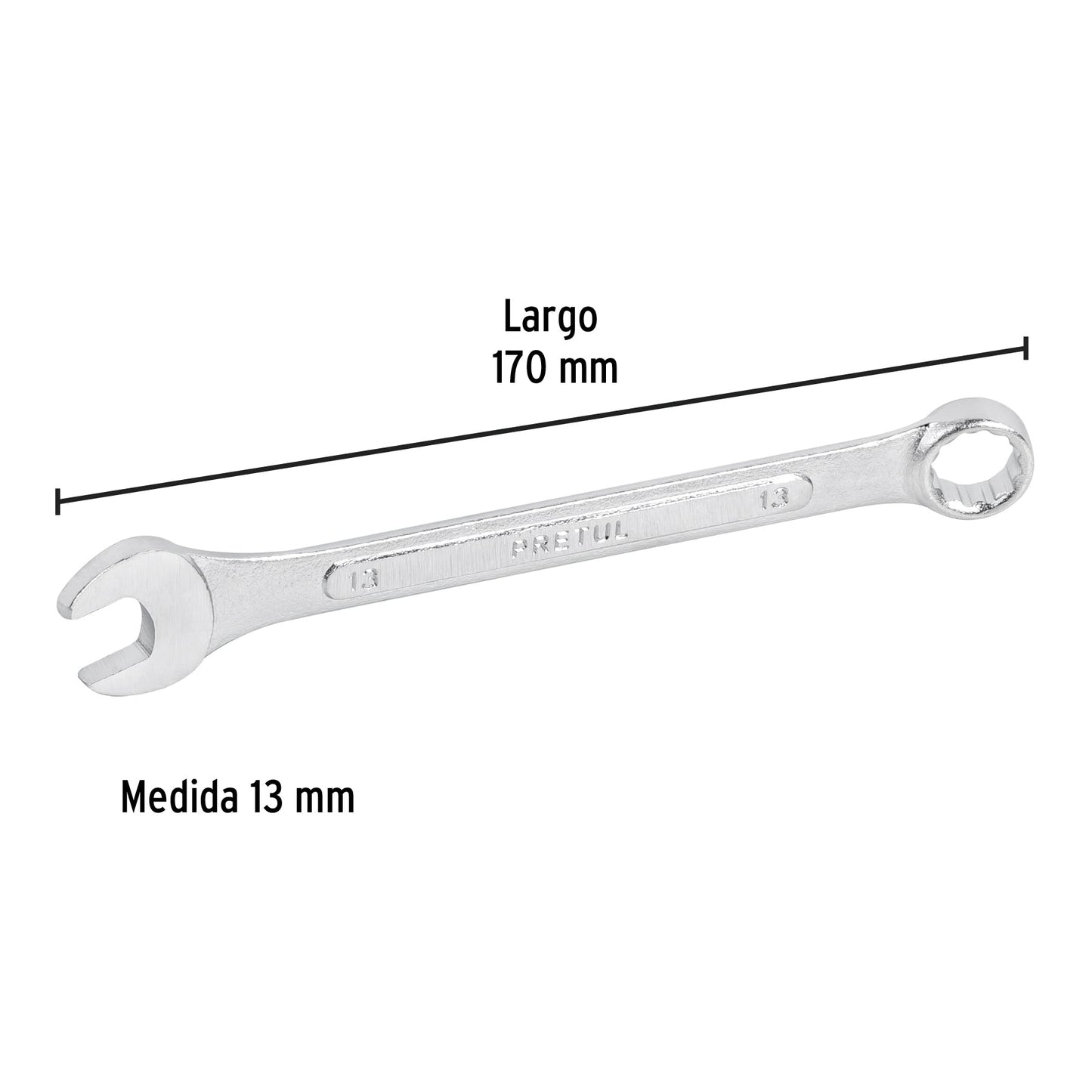 Llave combinada 13 mm x 170 mm de largo, Pretul | LL-2013MP | 21907