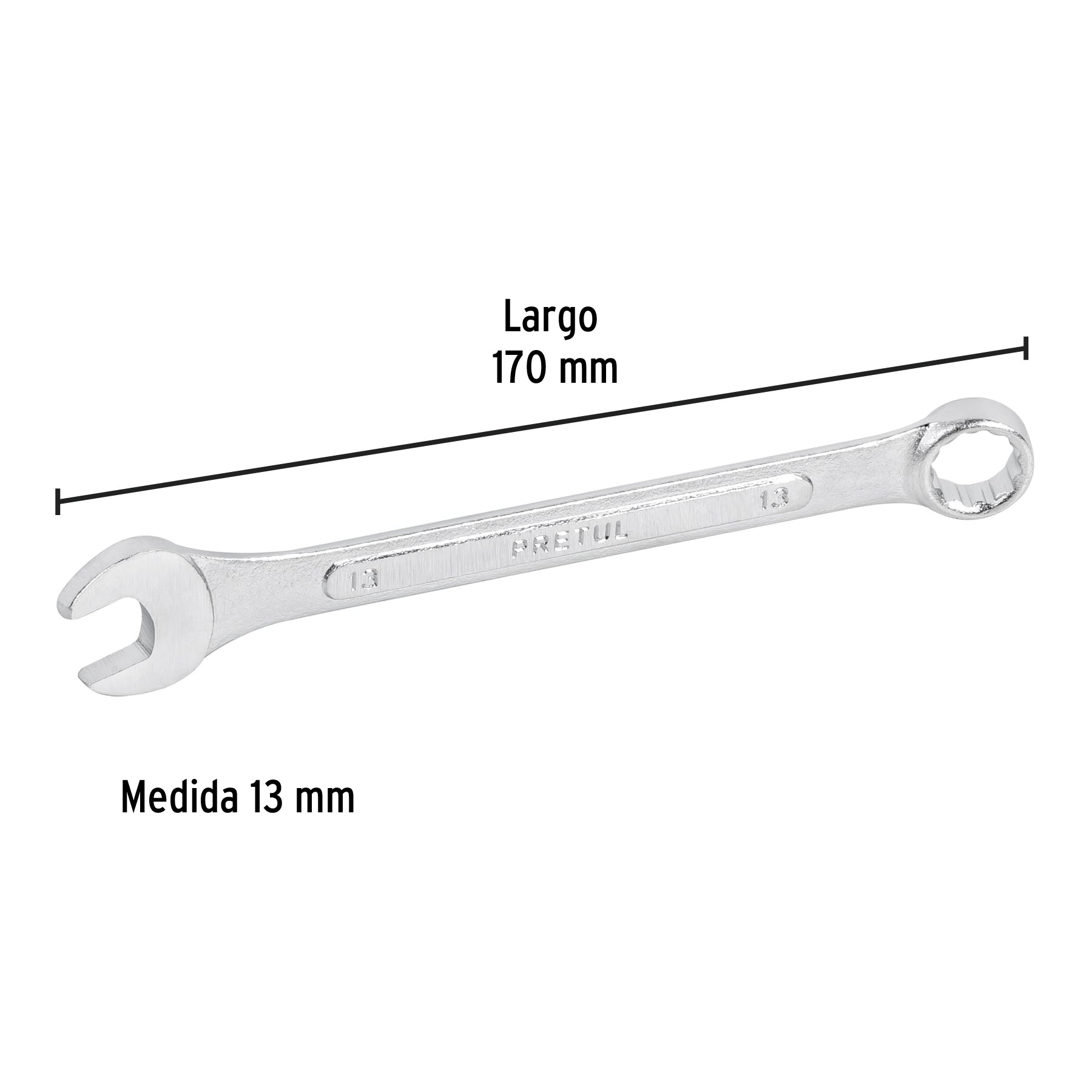 Llave combinada 13 mm x 170 mm de largo, Pretul | LL-2013MP | 21907