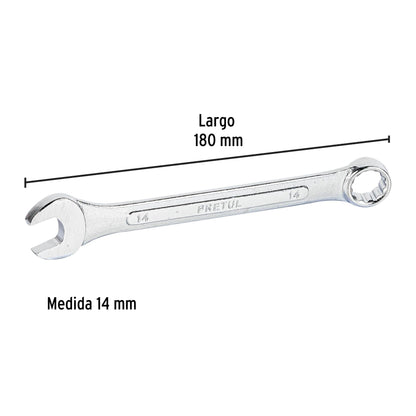 Llave combinada 14 mm x 180 mm de largo, Pretul | LL-2014MP | 21908